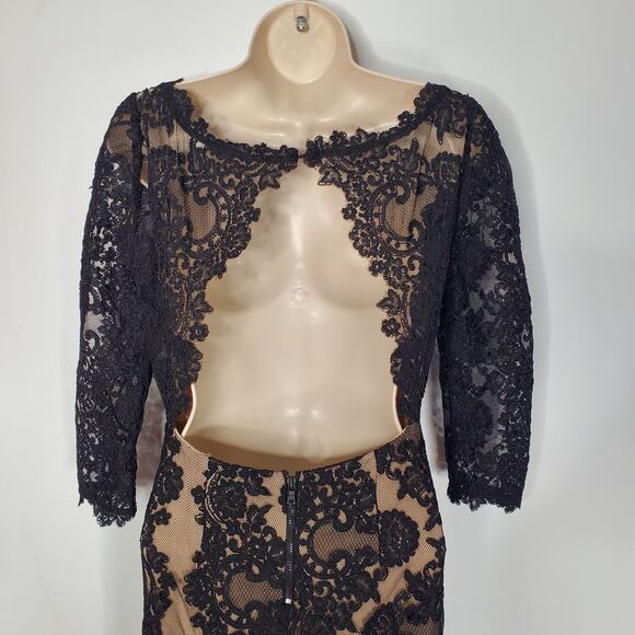 Alice + Olivia Jae Lace Open Back Maxi Dress Gown Black Mermaid Cocktail Size 8 - Picture 7 of 16